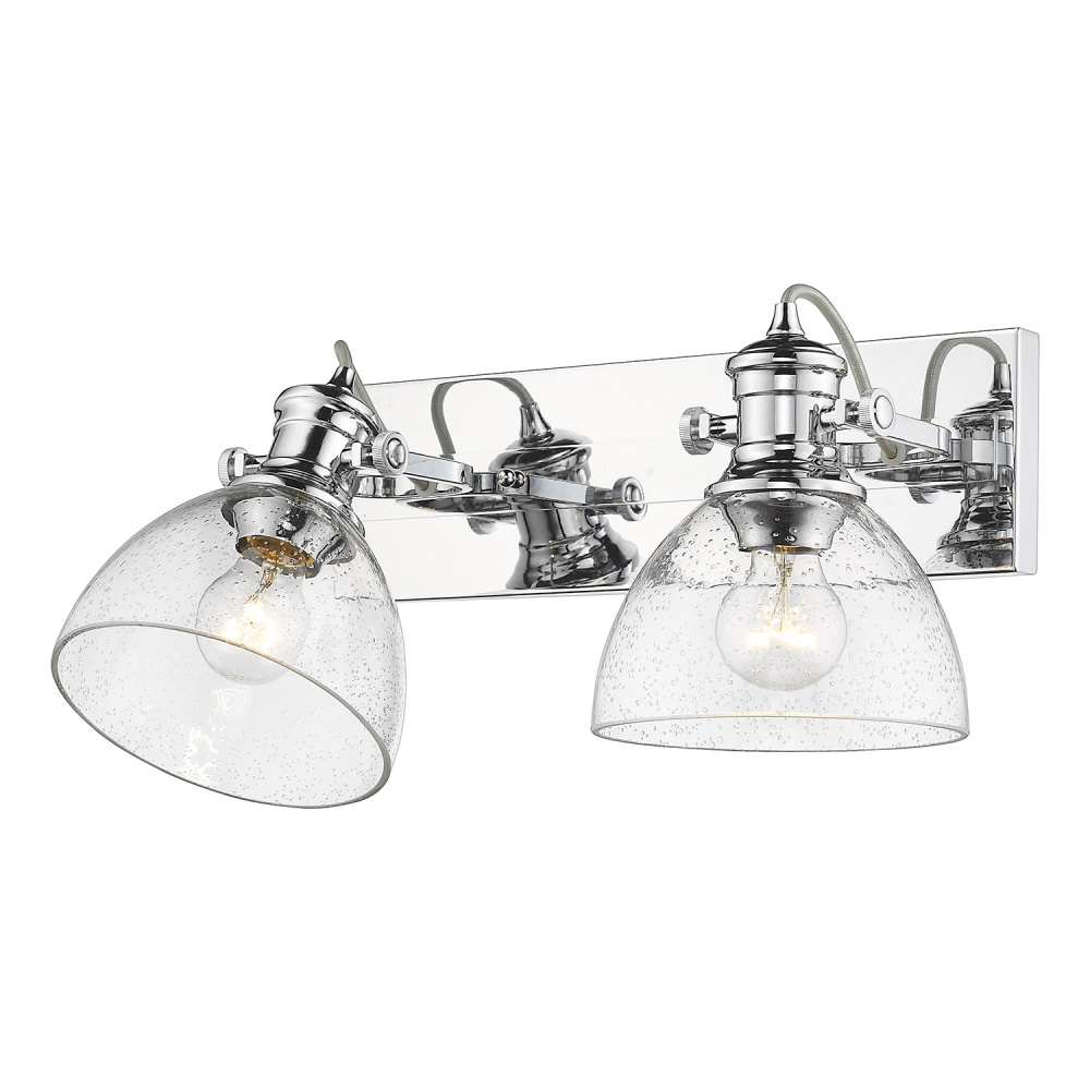 Yep by Golden Lighting Hines 2-light Vanity in Chrome and Seeded Glass